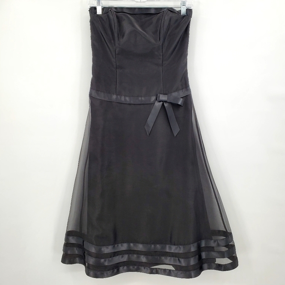 Dessy Collection Black Strapless Dress w/ a Bow - Picture 1 of 8